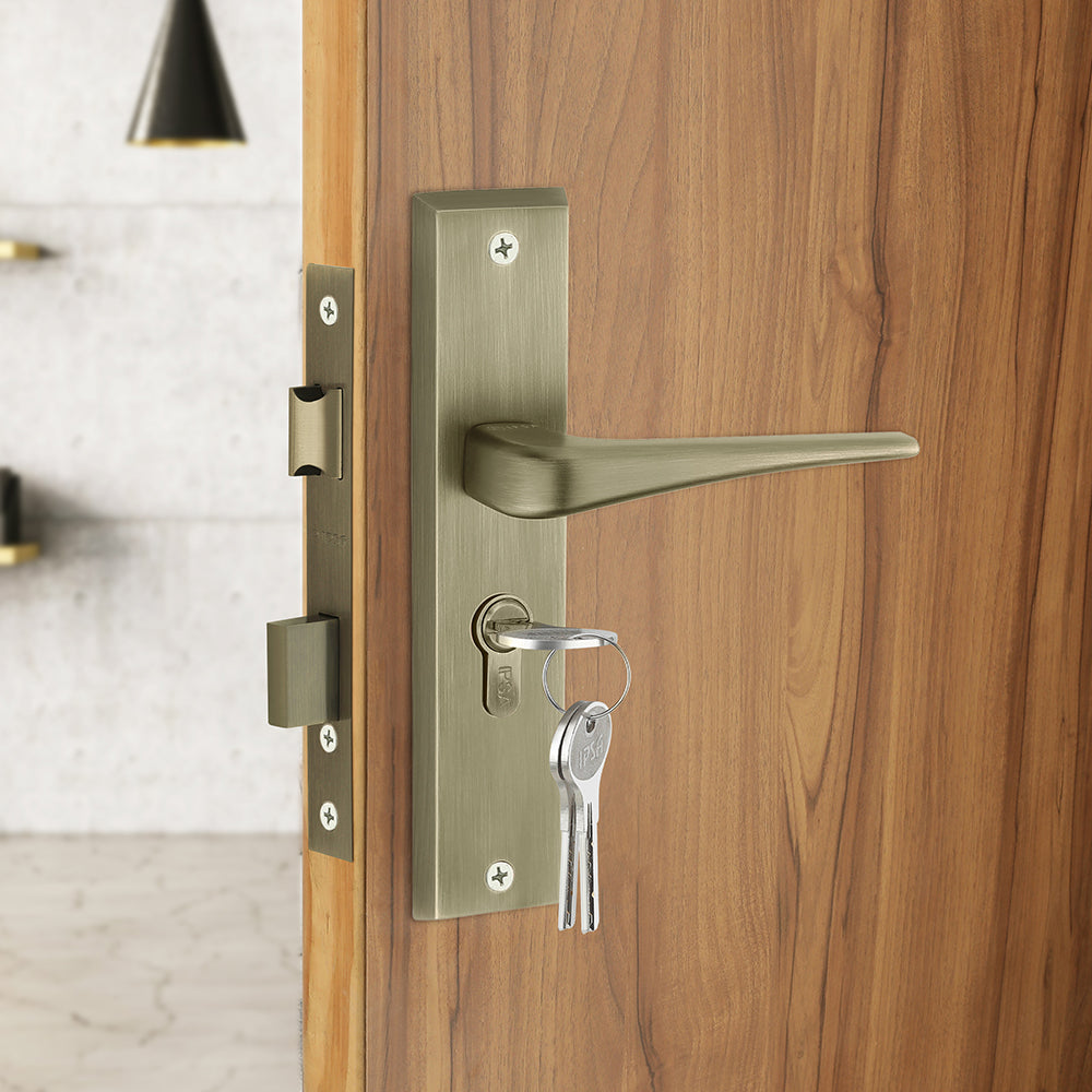 IPSA Navy Iris Handle Series on 8" Plate CYS Lockset with 60mm One Side Key and Knob - Matte Finish MAB